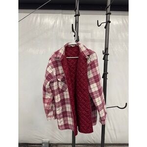 Vintage Lee Quilted Flannel Shirt Jacket - Maroon Plaid - Men's Large Insulated